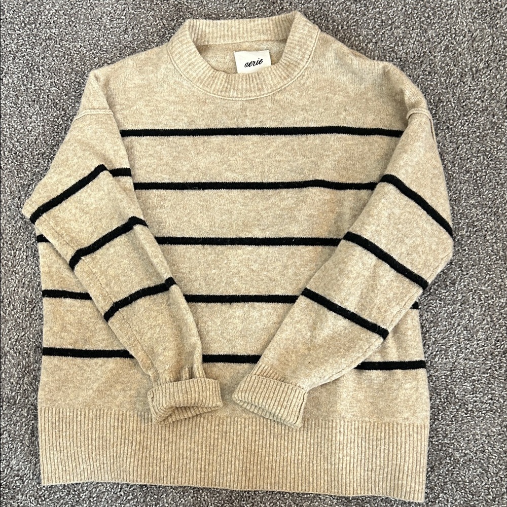 Aerie Beige Striped women’s Sweater